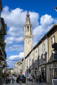 France, Vaucluse (84), Avignon, le clocher des Augustins seul vestige de l'ancien couvent des Augustins rue Carreterie