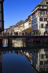 France, Bas Rhin, Strasbourg, old town listed as World Heritage by UNESCO, Petite France District, the Pont du Faisan swing bridge on the Ill river