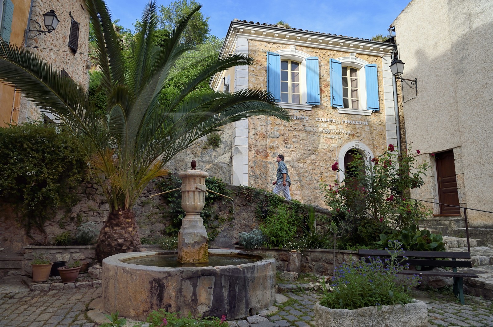France, Var (83), La Dracénie, village de Châteaudouble, ancienne place de la Mairie