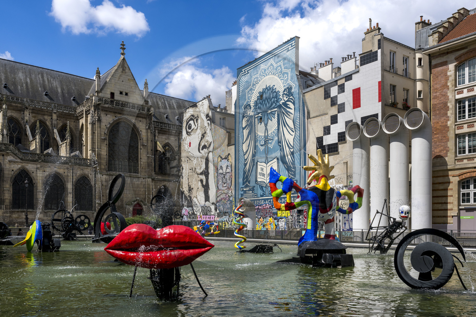 France, Paris (75), quartier des Halles  Beaubourg, la fontaine Stravinsky de Jean Tinguely et Niki de Saint Phalle