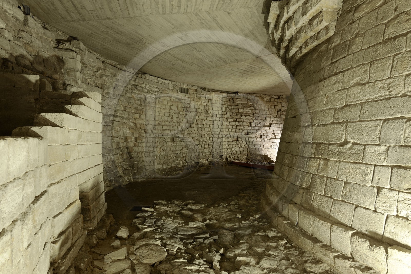 France, Paris, the vestiges of the ditches of the Louvre from Philippe Auguste and Charles V times