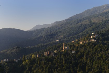 France, Haute Corse, Castagniccia, perched village of Carcheto