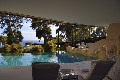 France, Alpes Maritimes (06), Saint-Jean-Cap-Ferrat, Grand-Hotel du Cap-Ferrat, palace 5 étoiles du groupe Four Seasons Hotel, piscine à débordement privée de la pool suite
