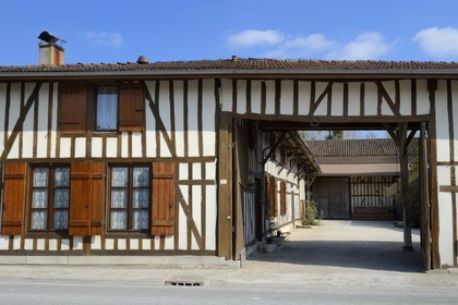France, Marne, village of Saint-Amand-sur-Fion,  half timbered farm in rue du Pont de l'Eglise