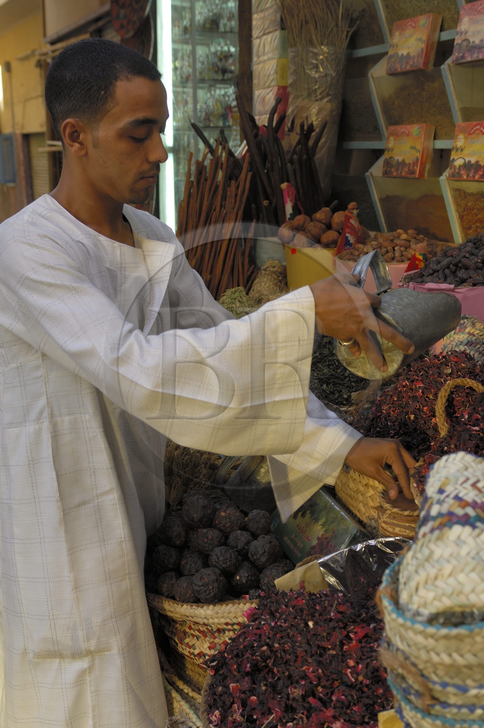 Egypt, Haute Egypte, Nubie, vallée du Nil, Aswan, the souk, spice stall
