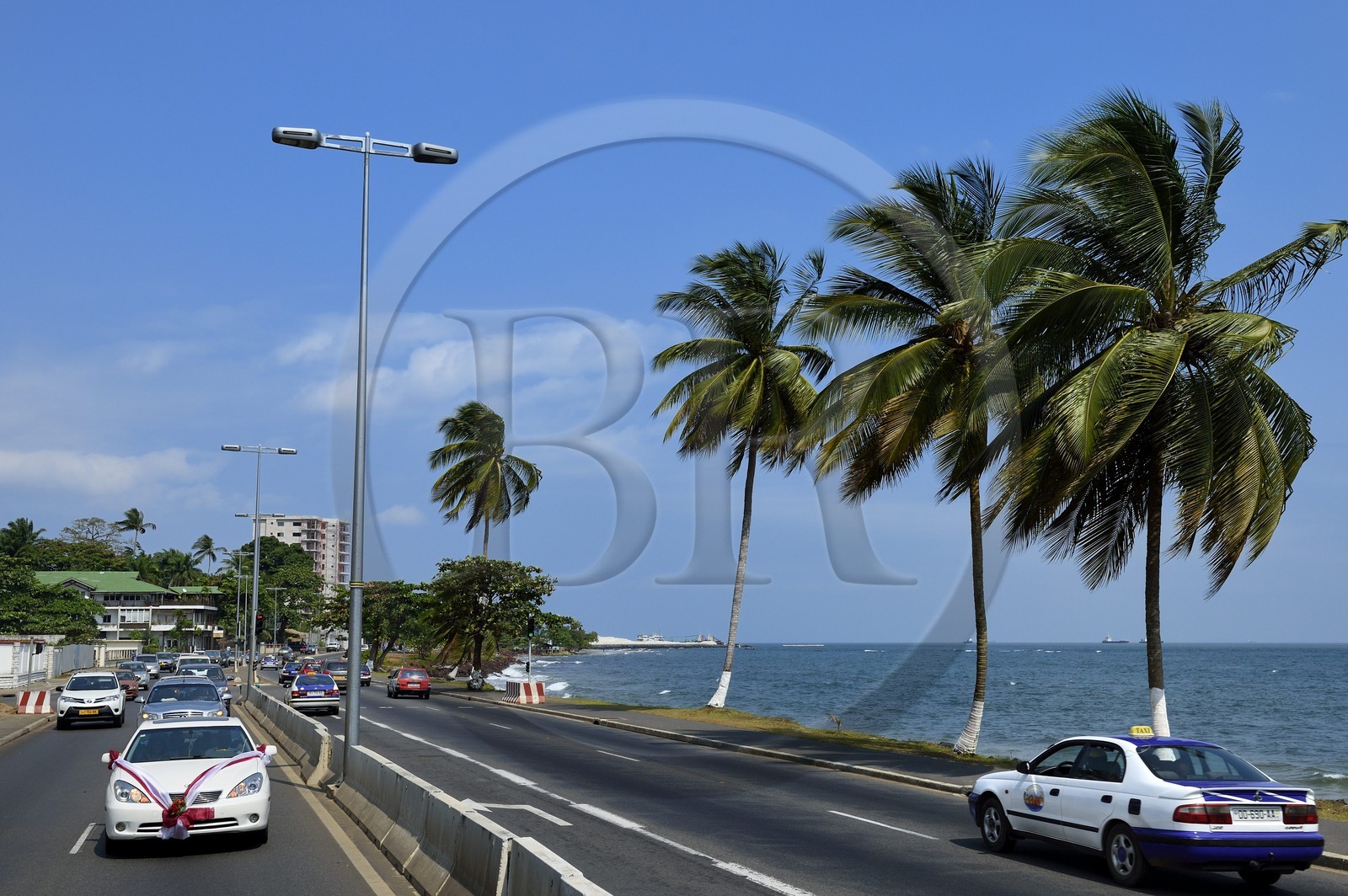 Gabon, Libreville, the L101 road on the Waterfront bordering the Gabon Estuary