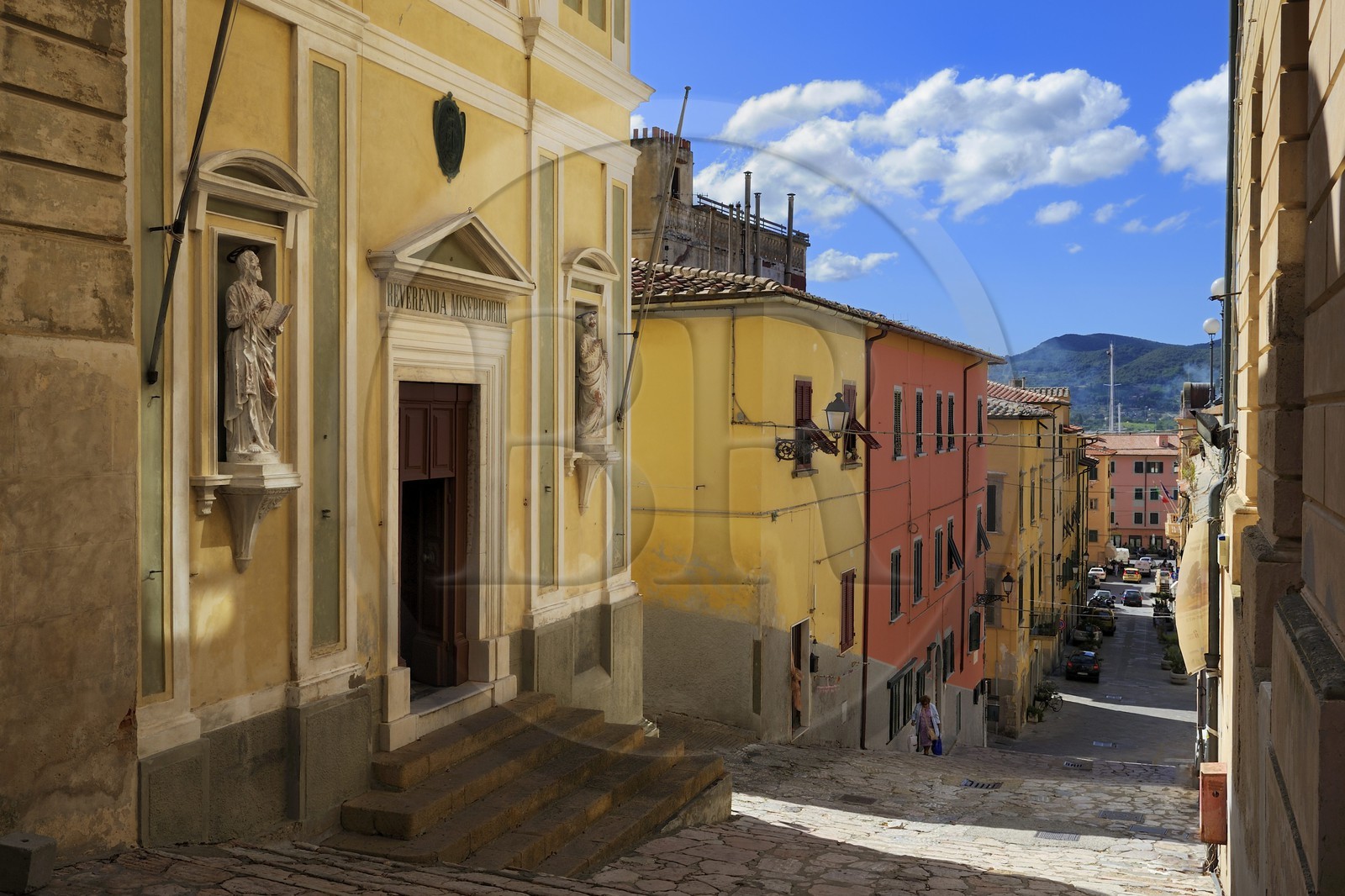 Italie, Toscane, l’Ile d’Elbe, Portoferraio, église de la Miséricorde (Reverenda Misericordia) au bas des escaliers de la Via Napoleone, Madame Mère venait y prier ainsi que Napoleon