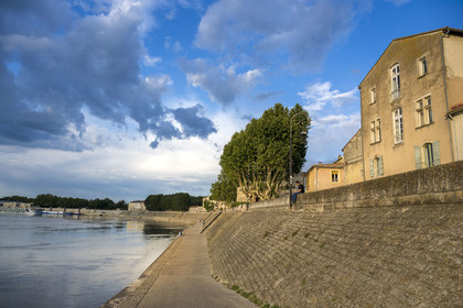 France, Bouches du Rhone, Arles, the Marx Dormoy quay on the left bank of the Rhone river