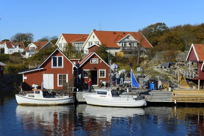 Suède, Västra Götaland, Iles Koster, le detroit de Koster à Vastra bryggan sur l'Ile de Nordkoster