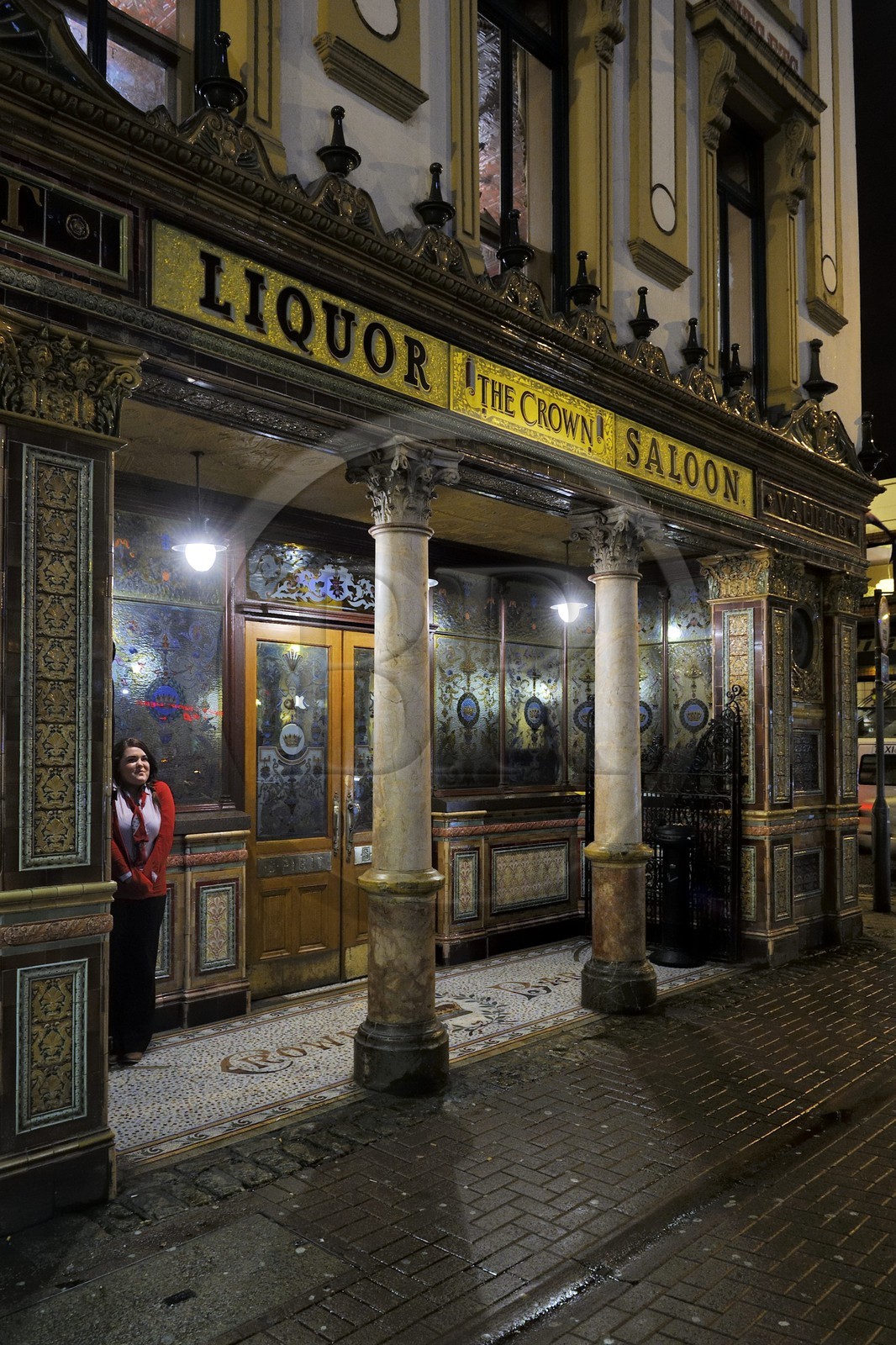 United Kingdom, Northern Ireland, Belfast, The Crown Liquor Saloon was founded in 1826 and is the unique pub to be part of the National Trust