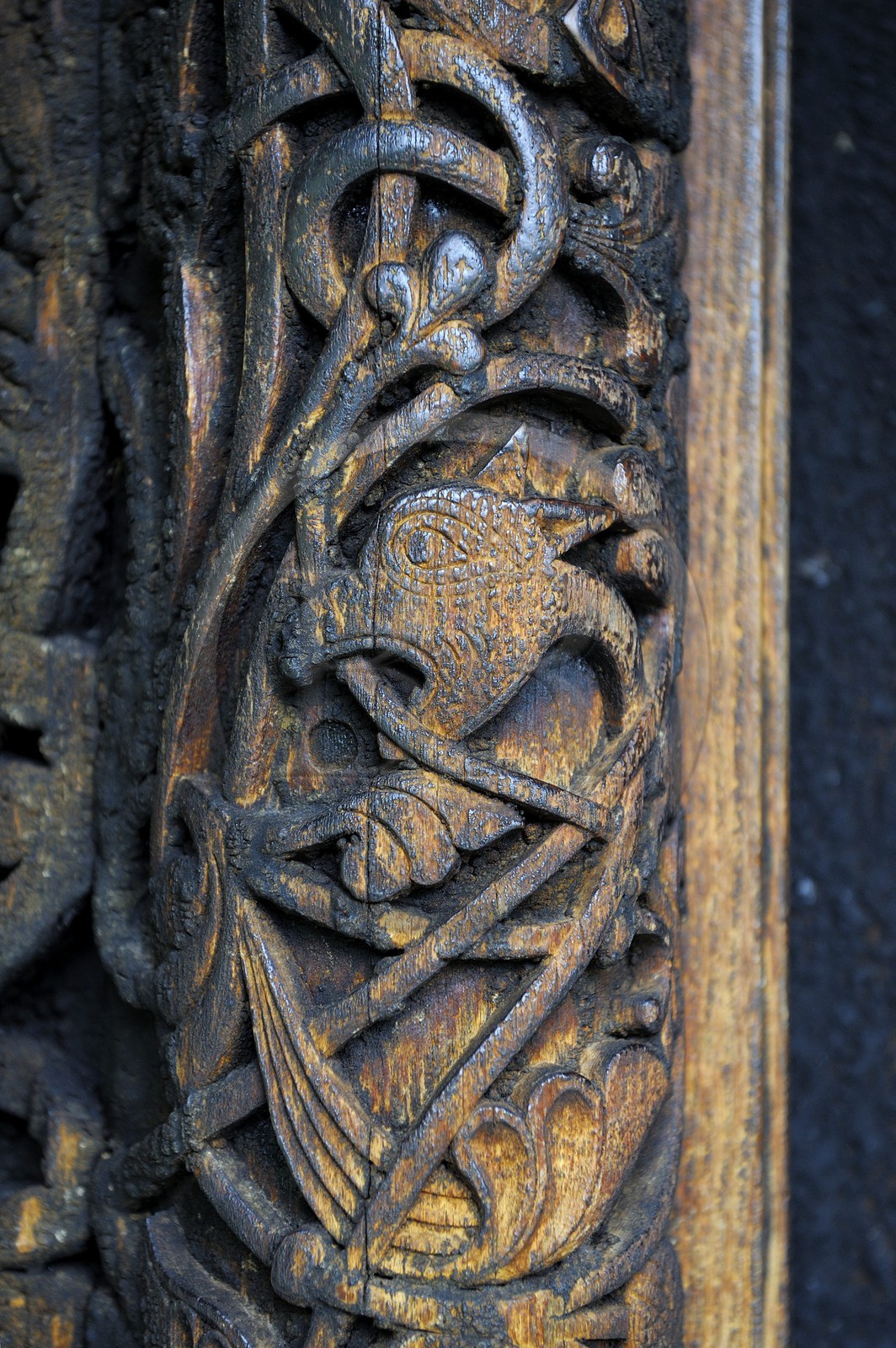 Norvège, comté de Sogn Og Fjordane, Vik, église en bois debout ou stavkirke (1130) de Hopperstad aux motifs vikings de l’ère pré-chrétienne