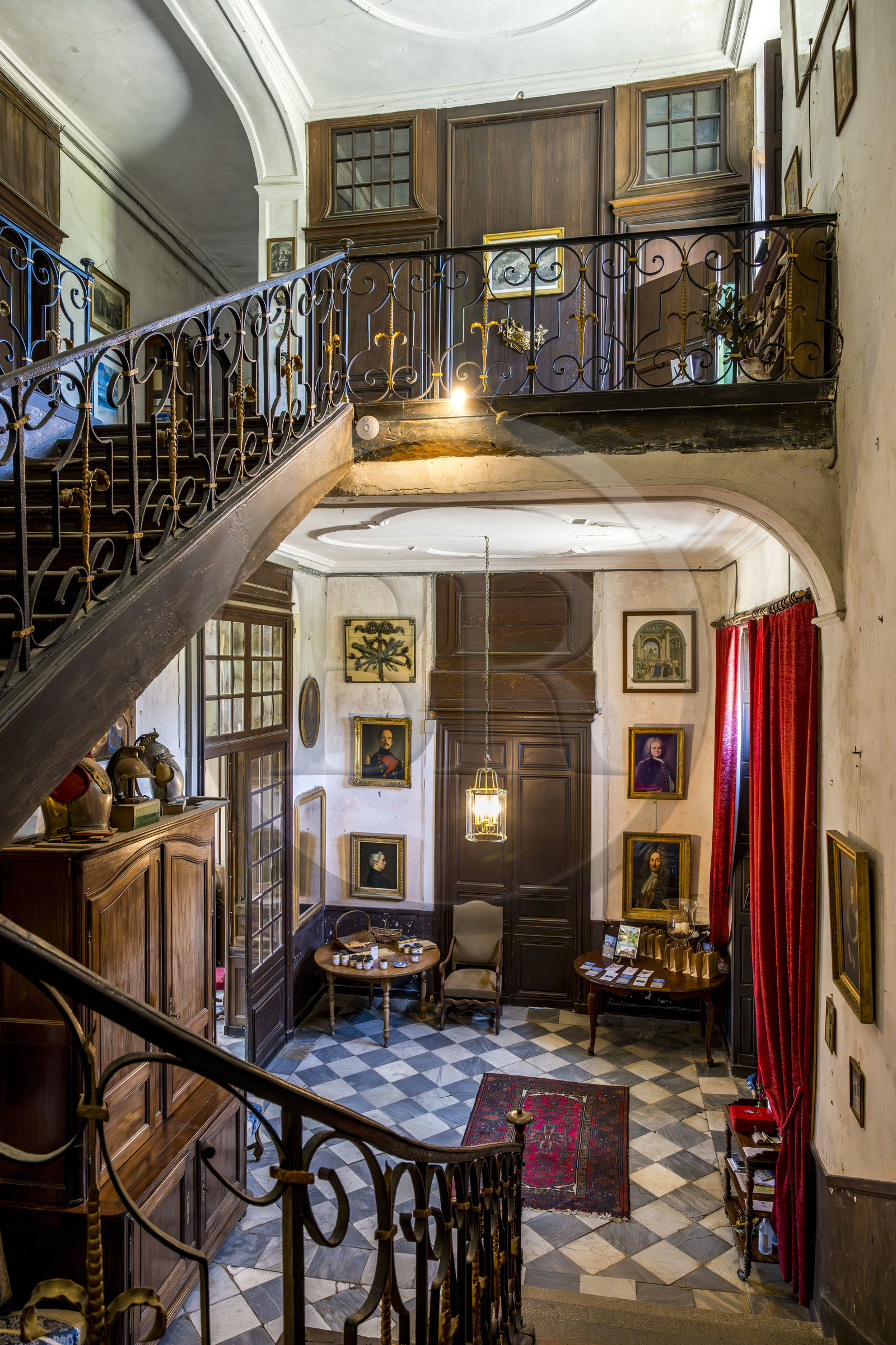 France, Ille-et-Vilaine (35), Côte d'Emeraude, Saint-Malo, malouinière de la Chipaudière construit l'armateur et corsaire François-Auguste Magon de la Lande au début du XVIIIème siècle, le grand escalier
