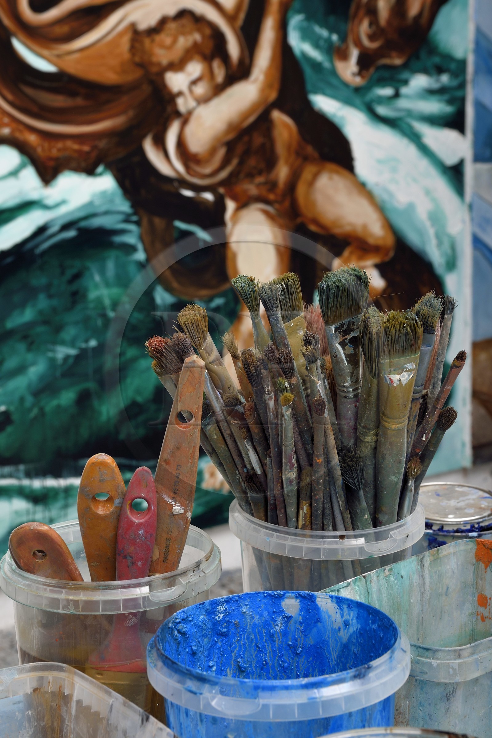 France, Val-de-Marne (94), Yvry-sur-Seine, Atelier de Fred Kleinberg, travail pour l'exposition Odyssée