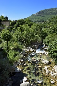 France, Alpes-Maritimes, Pont du Loup at Tourrettes-sur-Loup, the gorges of the river Le Loup