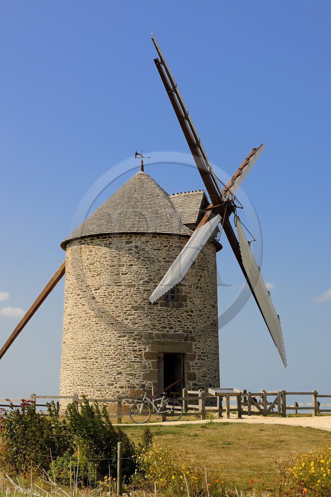 France, Manche, Bay of Mont Saint Michel, road of the mills, windmill of Moidrey