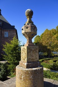France, Bas Rhin, Mont Saint Odile, Mont Sainte-Odile Abbey also known as Hohenburg Abbey, the geographical sundial with 24 faces from the 18th century