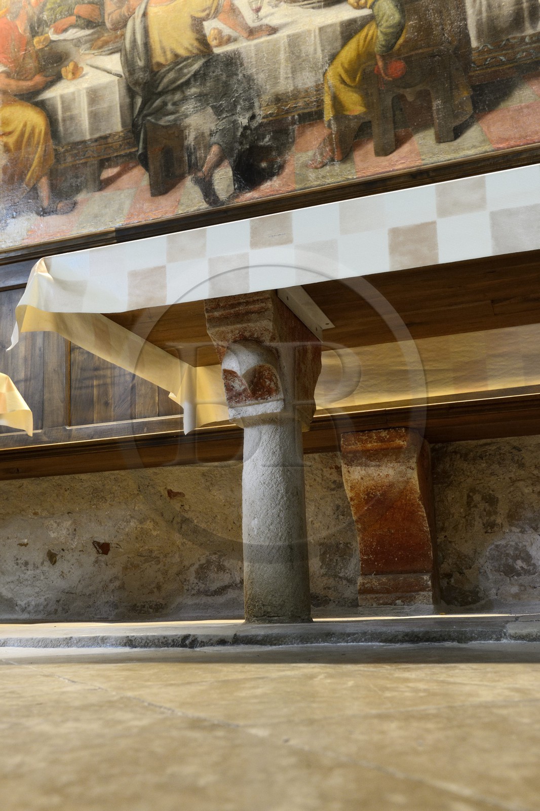 Croatie, Dalmatie, côte dalmate, Ile de Pasman, Kraj, le couvent franciscain Sv. U kraju Dujam - Sv.Duje (XIVe siècle), le refectoire du XVIème siècle sous La Cène