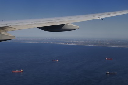 Etats-Unis, New York, Manhattan vu depuis l' Ocean Atlantique vue aérienne