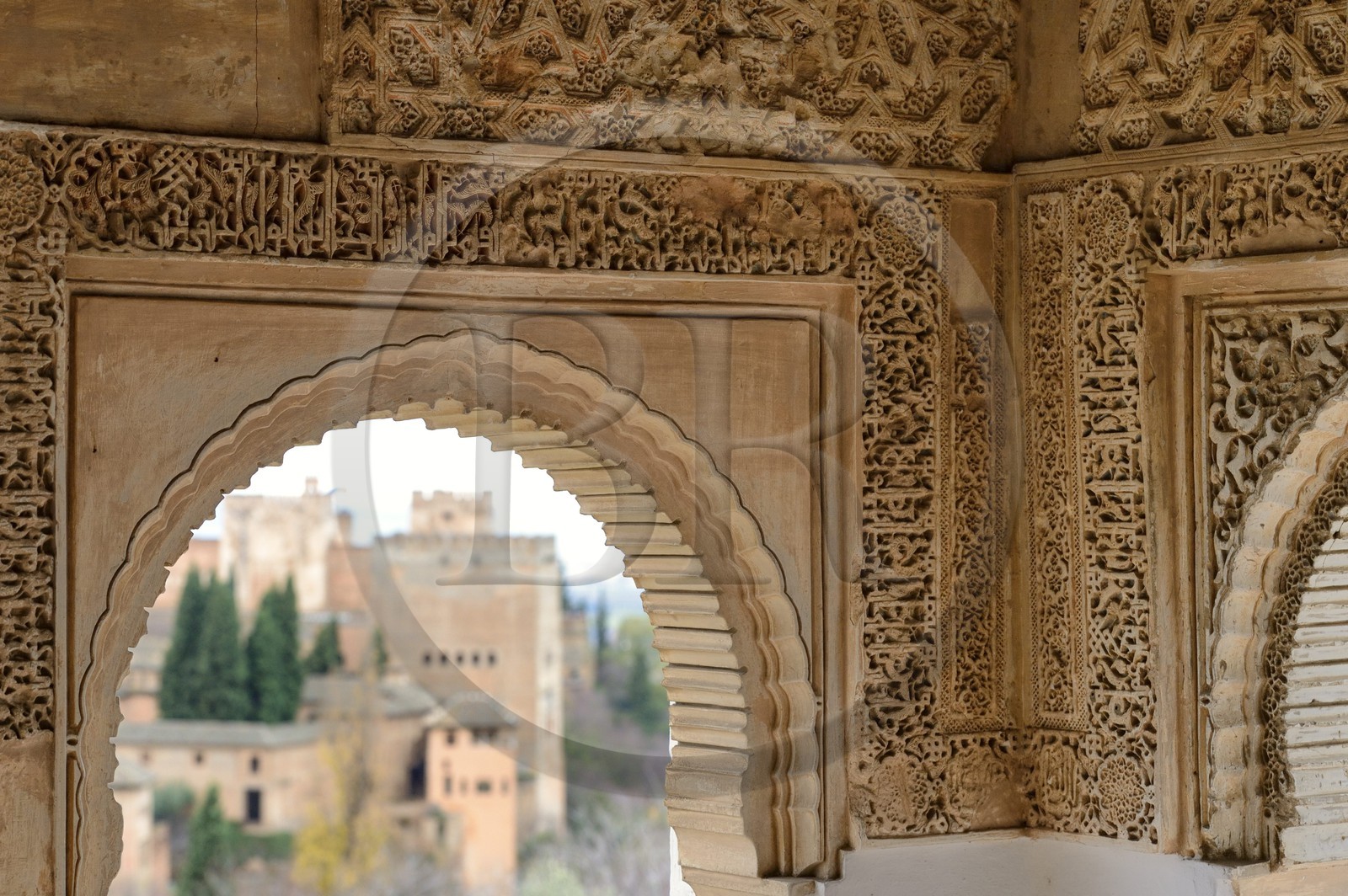 Spain, Andalusia, Granada, Alhambra, listed as World Heritage by UNESCO, the Generalife, Patio of the Irrigation Ditch (Patio de la Acequia), view over to the Alhambra palace