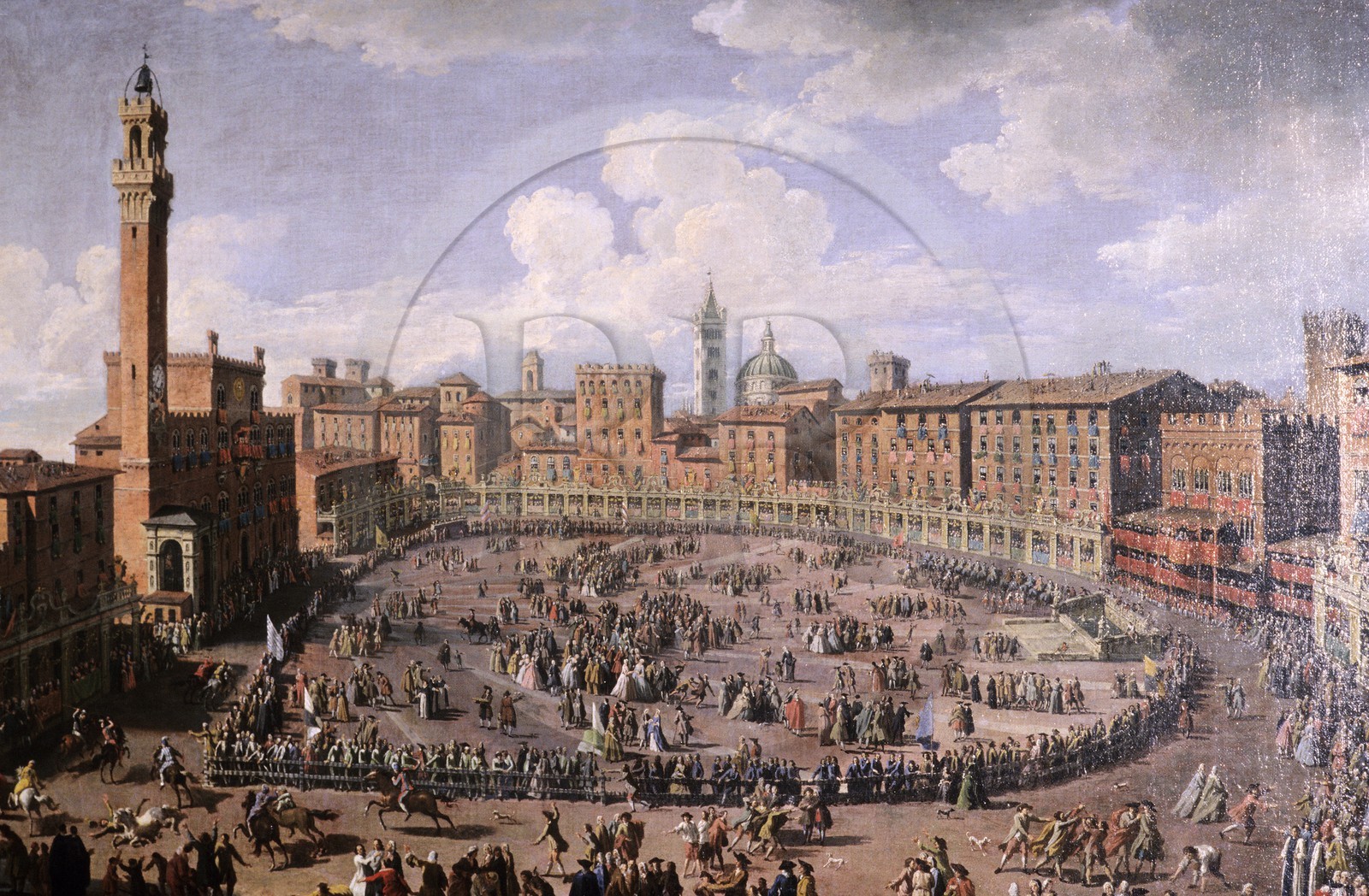 Italy, Tuscany, Siena, the Palio on the Piazza del Campo (collection of painting ìMonte dei Paschi)