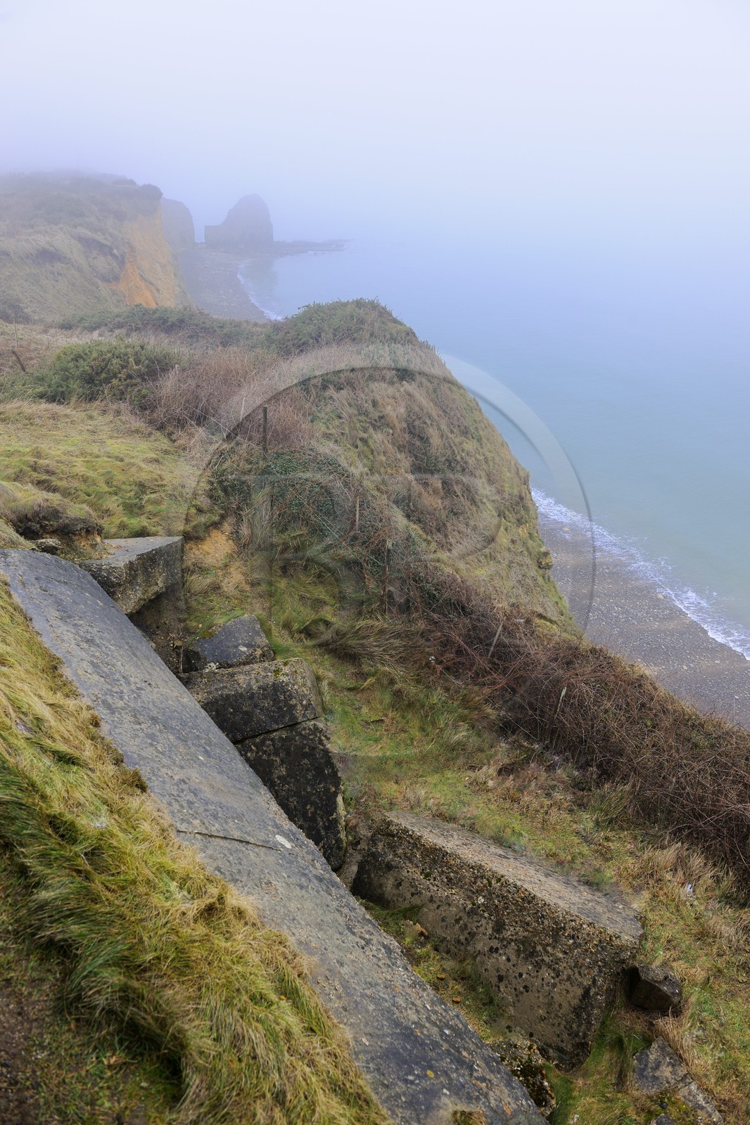 France, Calvados (14), Grandcamp-Maisy, blockhaus de la Pointe du Hoc