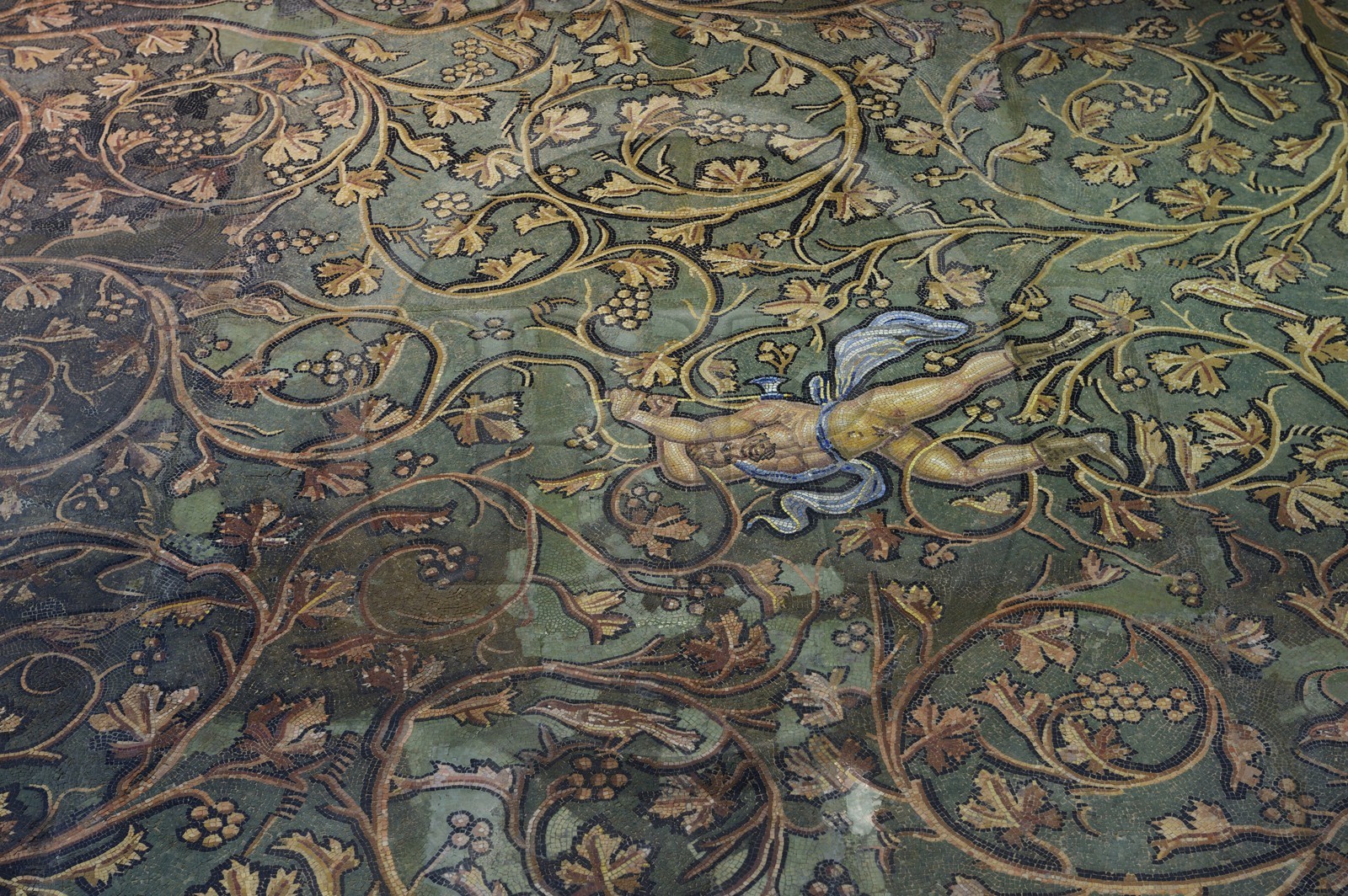 France, Rhône (69), Saint-Romain-en-Gal, musée gallo-romain de Saint-Romain-en-Gal, mosaïque du châtiment de Lycurgue datant du IIe siècle après J.C.