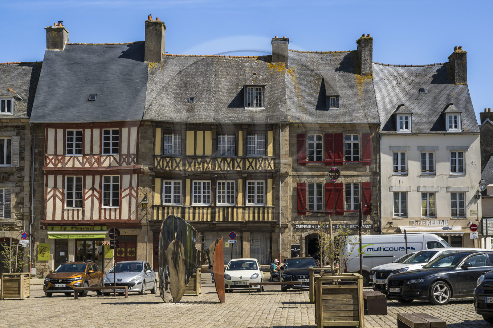 France, Côtes-d'Armor, Tréguier, facade of a half-timbered house typical of Tregor county on the place du Martray