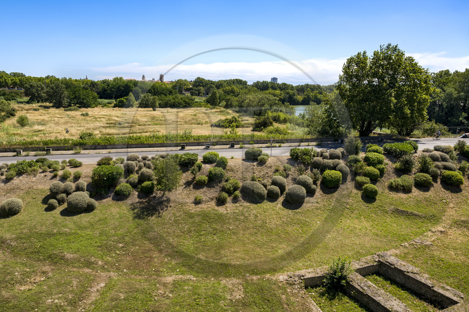 France, Bouches du Rhone, Arles, remains of the Roman circus built from 149-150, it measured 450m long by 101m wide next to the musée départemental Arles antique