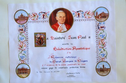 Canada, province de Québec, église amérindienne Innu (Montagnais), portrait du pape Jean-Paul II