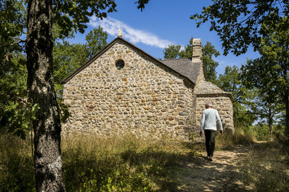 France, Var, Provence Verte (Green Provence), Bras village next to Saint Maximin, Le Peyrourier - une campagne en Provence, the rebuilt Templar chapel
