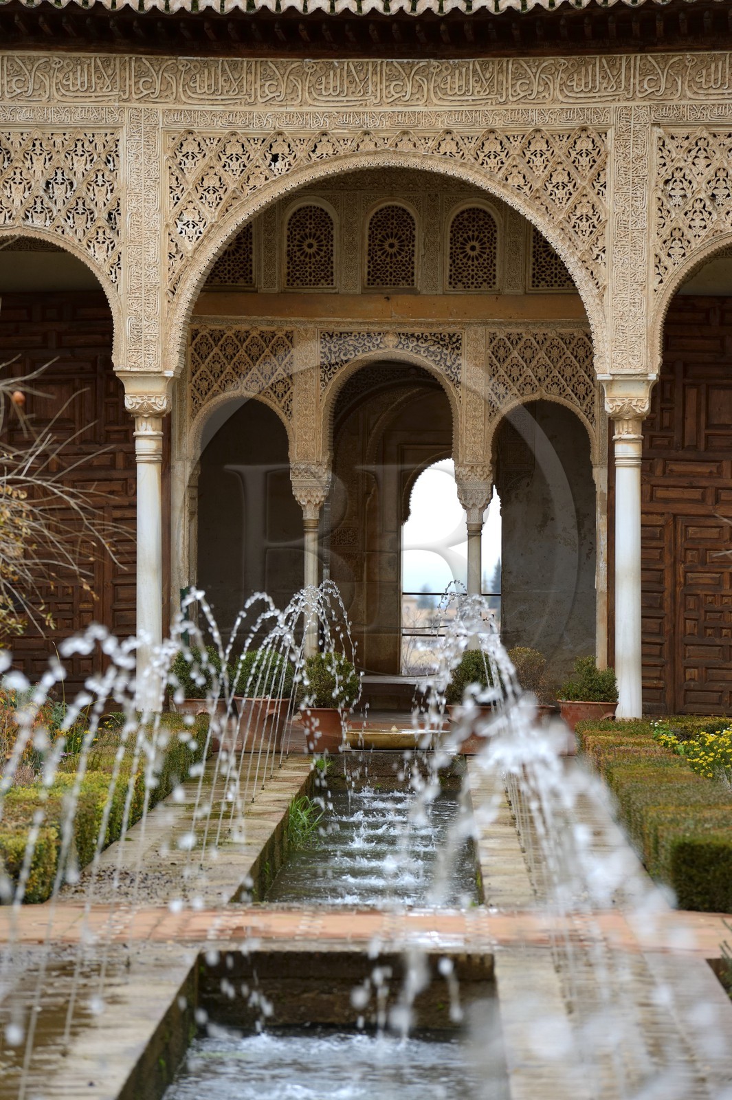 Espagne, Andalousie, Grenade, l'Alhambra, classé Patrimoine Mondial de l'UNESCO, le Généralife, Patio du Canal (Patio de la Acequia)