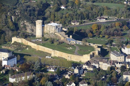 France, Calvados (14), Falaise, le château de Guillaume le Gonquérant (vue aérienne)