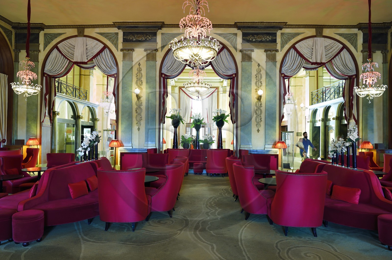 France, Calvados (14), Pays d'Auge, Deauville, l'Hotel Royal Barriere, le lobby