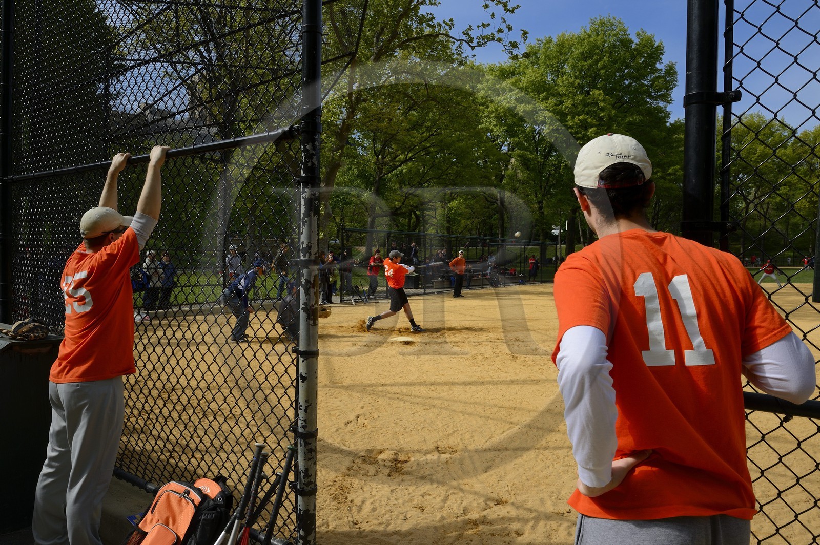 Etats-Unis, New York, Manhattan, Central Park, joueurs de baseball