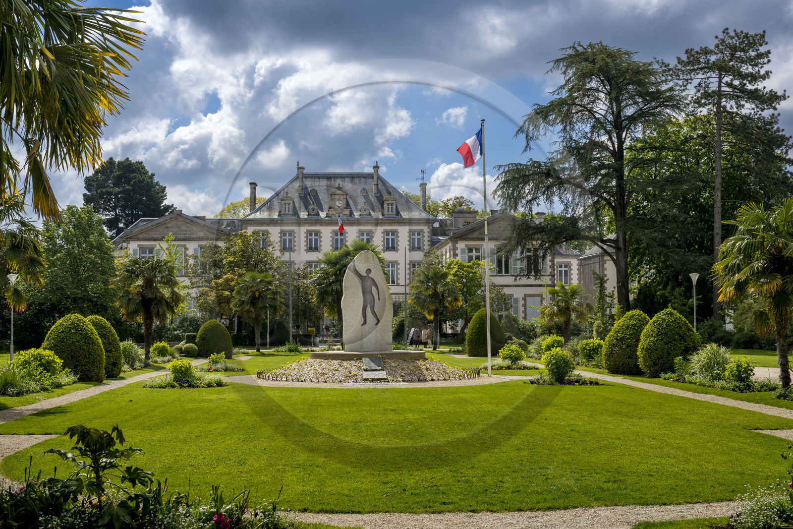 France, Vendee, La Roche-sur-Yon, the prefecture garden and the prefecture (1818)