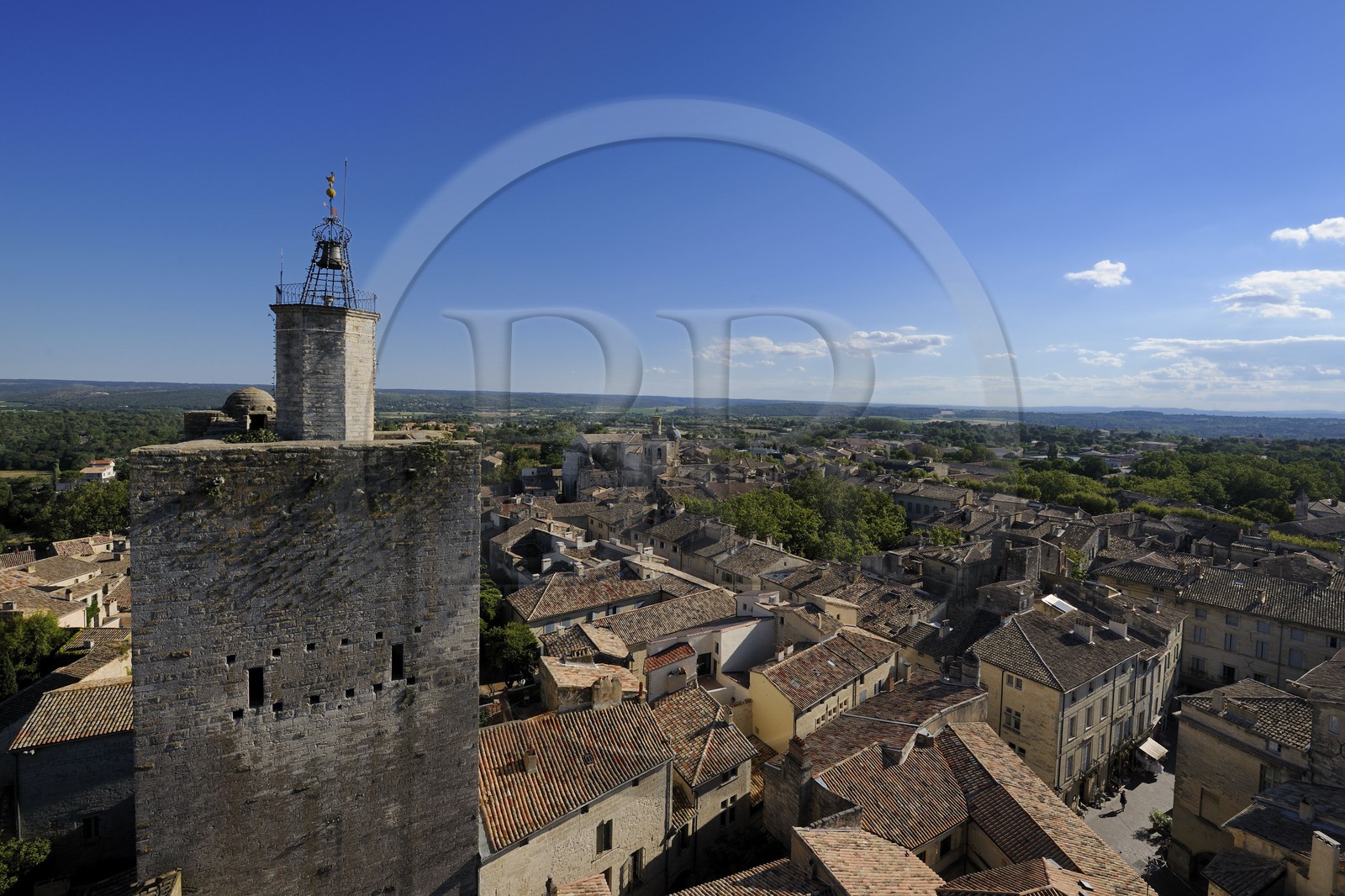 France, Gard (30), Uzès, Tour de l'Evèque depuis la tour Bermonde du château