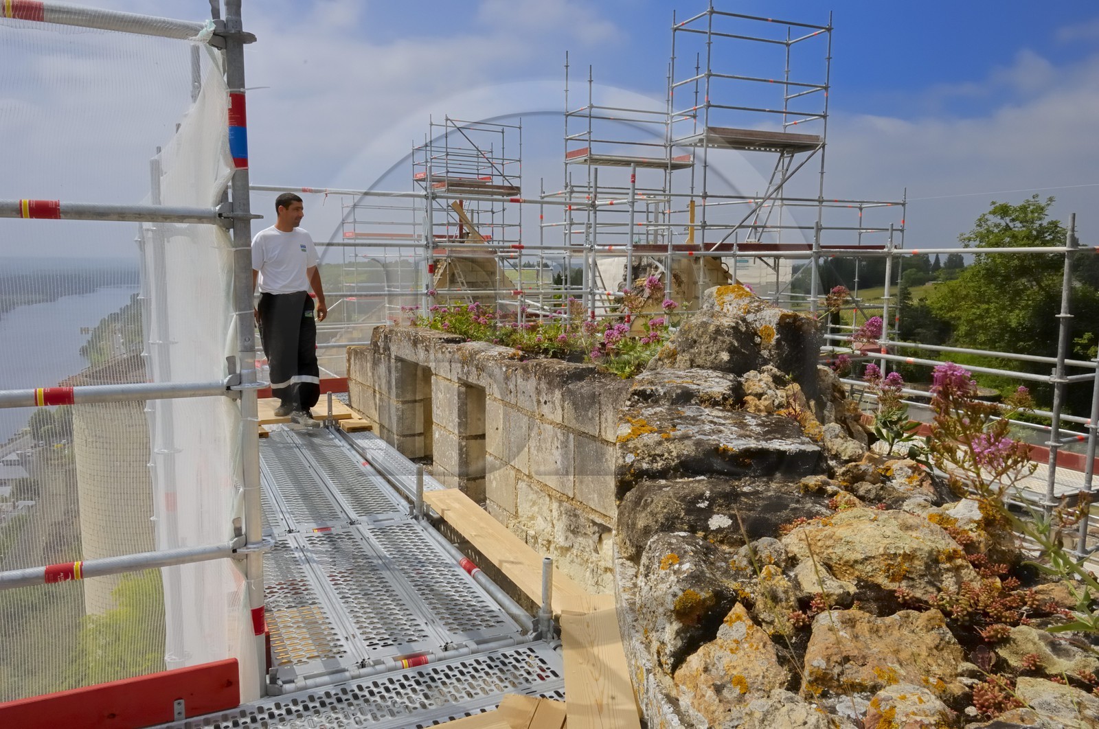 France, Indre et Loire, Loire Valley listed as World Heritage by UNESCO, Chinon, castle, restoration work of the royal house