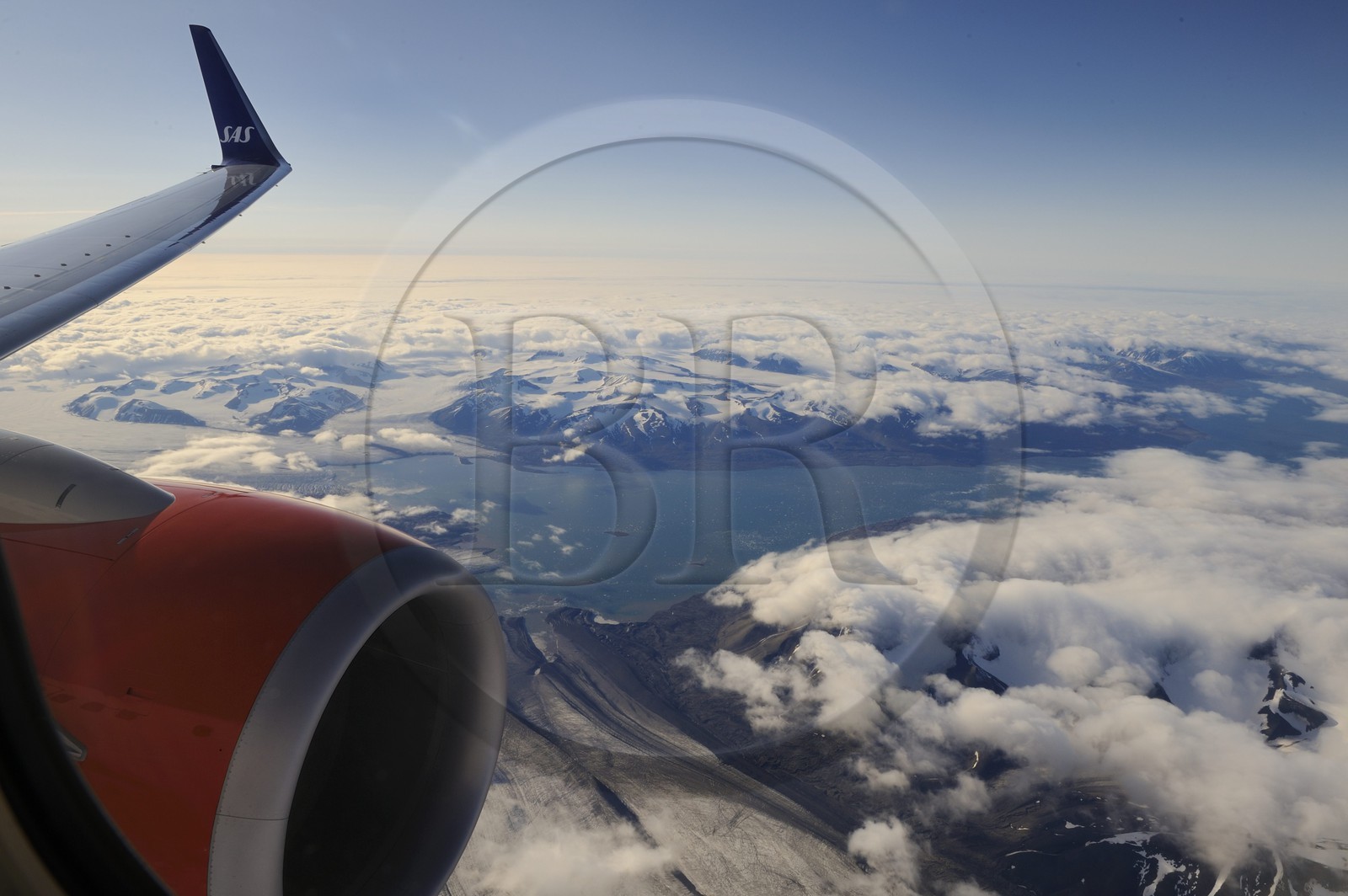 Norvège, Svalbard, glacier de la région sud du Spitzberg (vue aérienne)