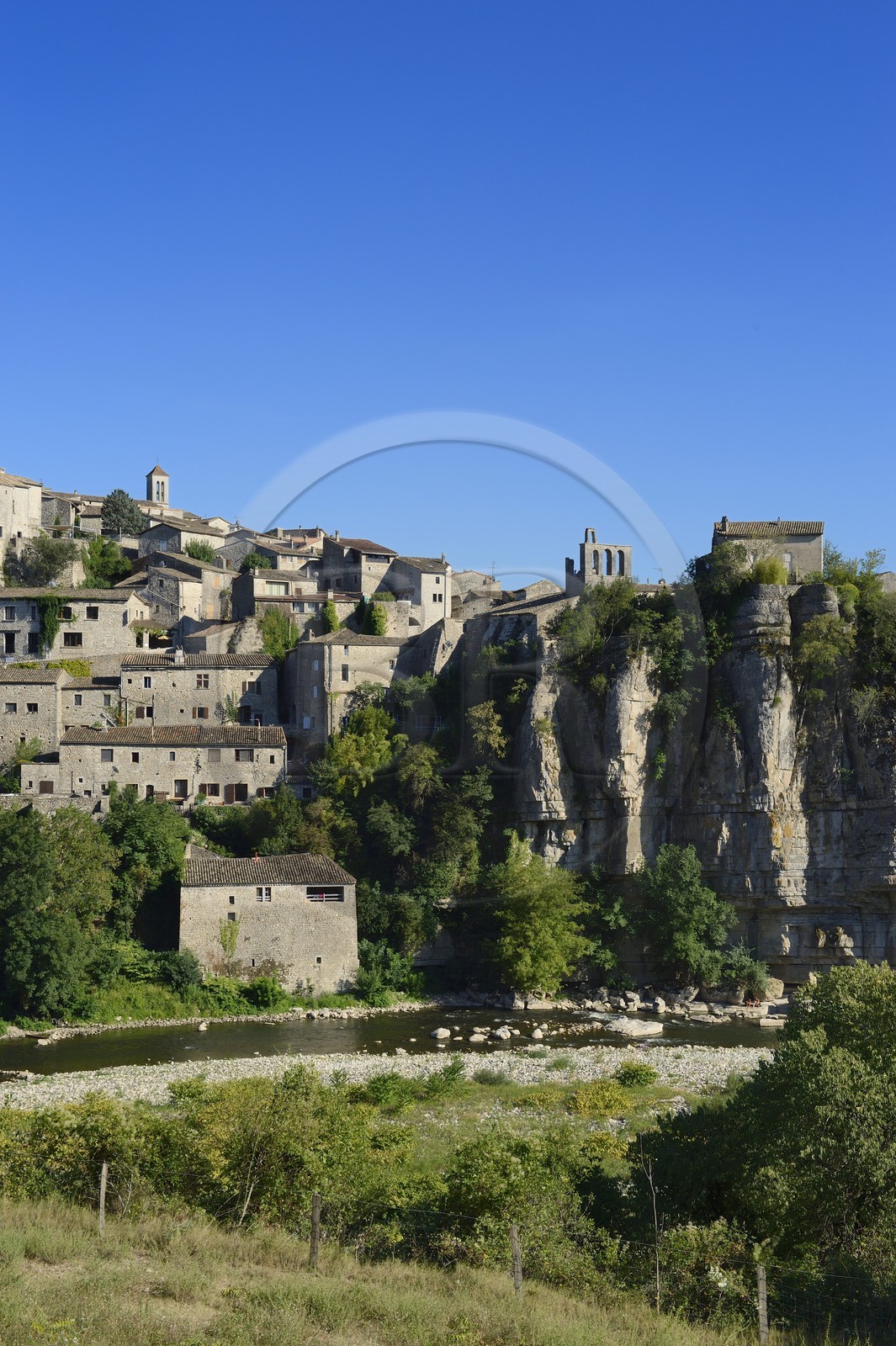 France, Ardeche, the Balazuc, labelled Les Plus Beaux Villages de France (The Most Beautiful Villages of France), overlooking the Ardeche river