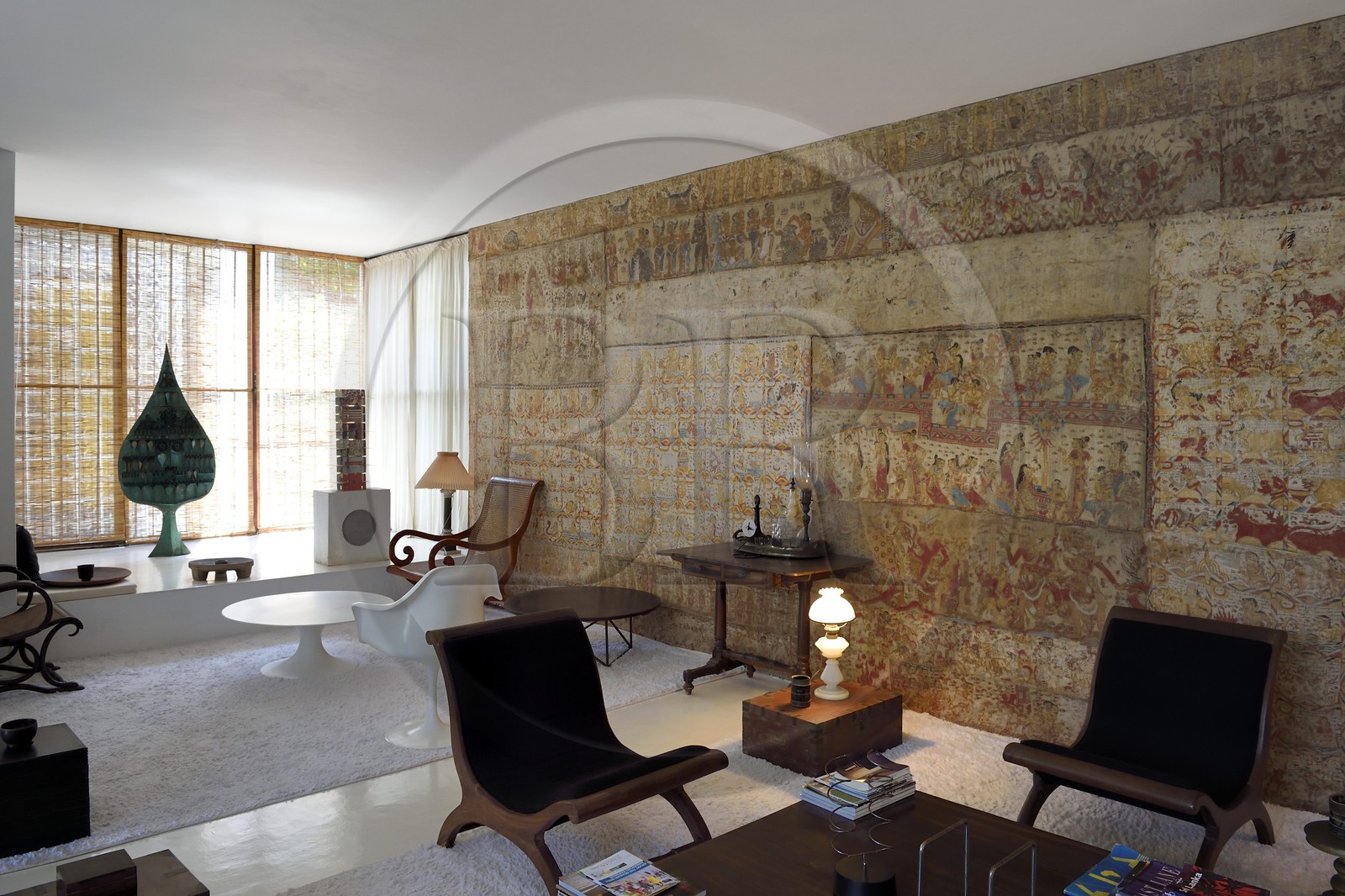 Sri Lanka, Western Province, Colombo District, Colombo, Lunuganga Estate, house of architect Geoffrey Bawa, the living room