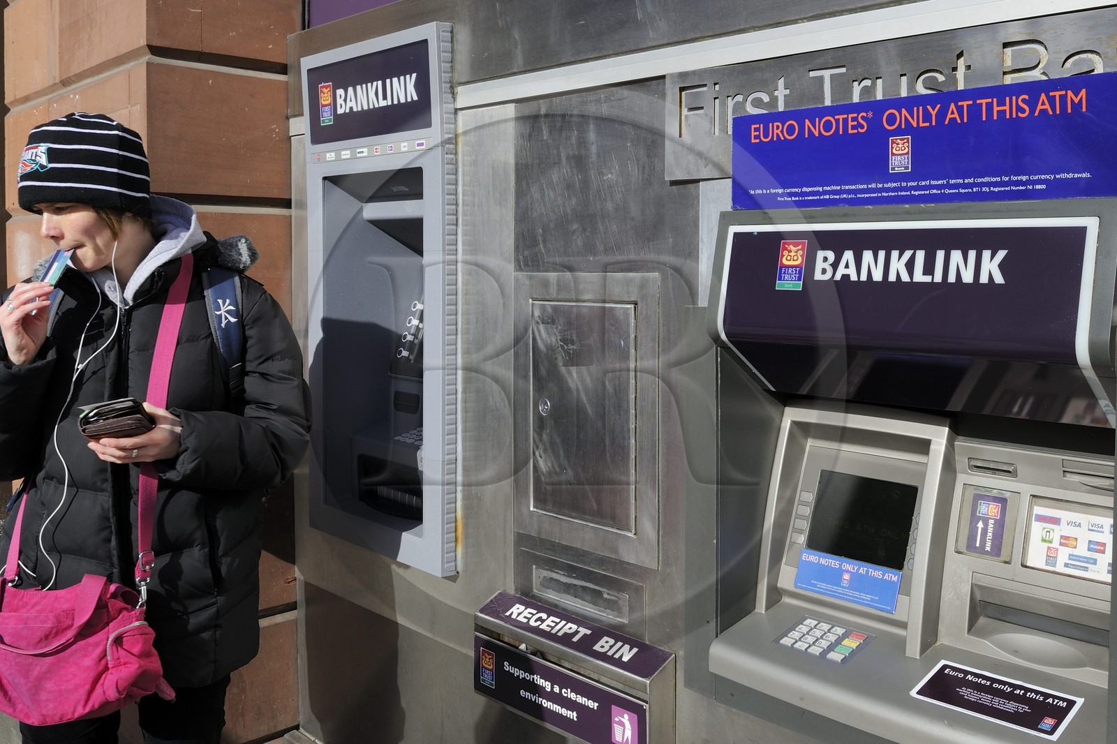 United Kingdom, Northern Ireland, Belfast, Double ATM machine for pounds and euros