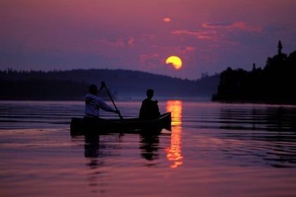 Canada, Quebec Province, La Verendrye Wildlife Reserve, canoe on the lake Victoria