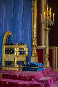 France, Seine-et-Marne, Fontainebleau, castle of Fontainebleau listed as World Heritage by UNESCO, the throne room, former bedroom of the king from Henry III to Louis XVI, it was transformed into the emperor's salon by Napoleon I in 1804 and then into the throne room in 1808