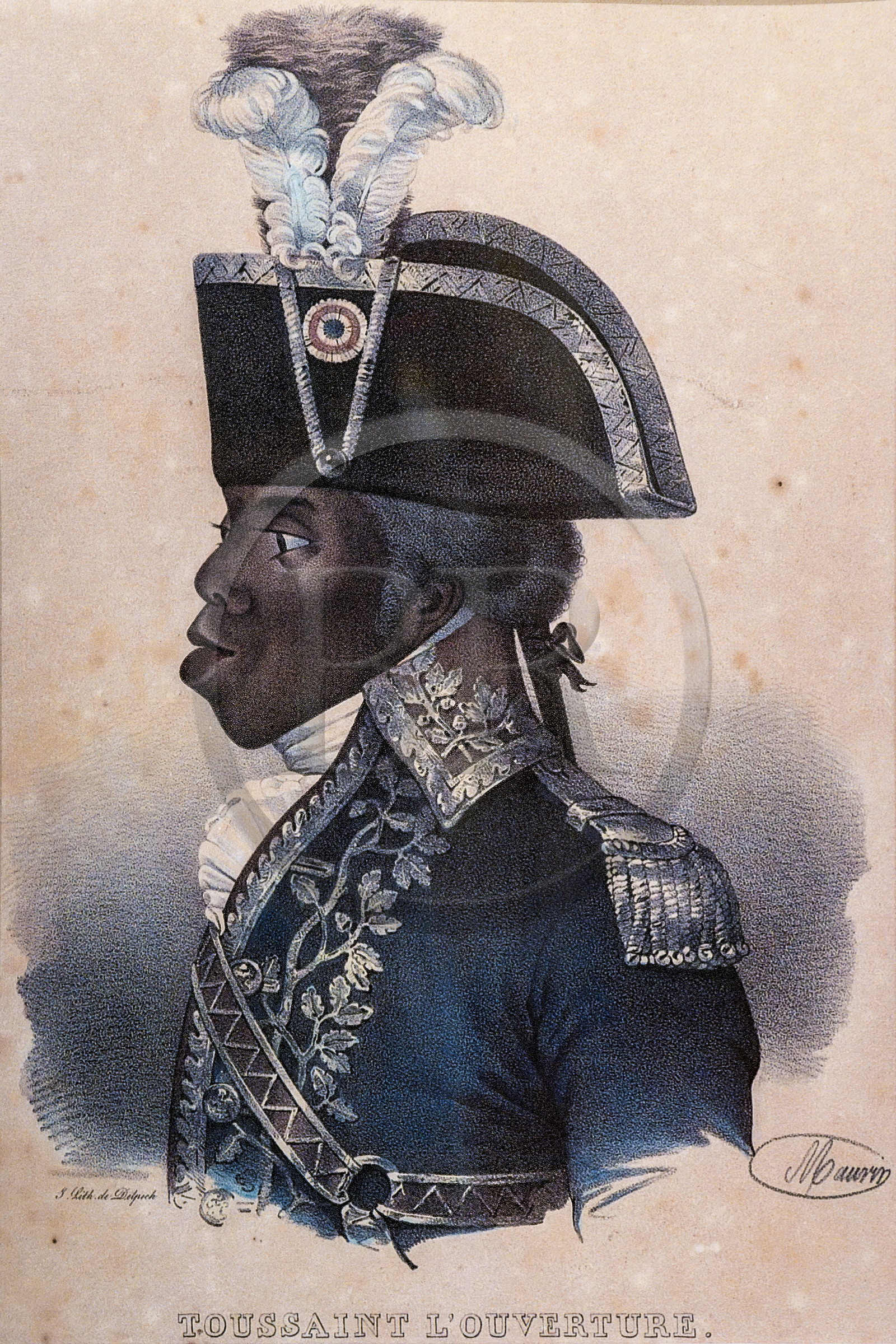 France, Charente Maritime, La Rochelle, Musée du Nouveau-Monde (New World Museum) in the Hotel Fleuriau, lithography depicting Toussaint Louverture