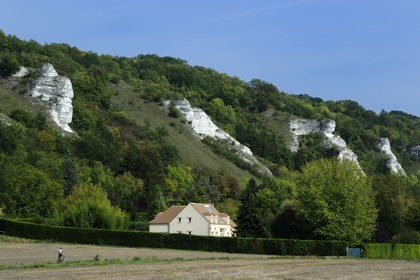 France, Val-d'Oise (95), parc naturel du Vexin français, Haute-Isle, falaises calcaires qui bordent la vallée de la Seine
