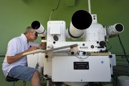 France, Var, Iles d'Hyeres, Parc national de Port Cros (National park of Port Cros), Le Levant island, military zone, optical station of the Verette, optronic turret of the DGA Missile tests center operated by Mr. Raymond P.
