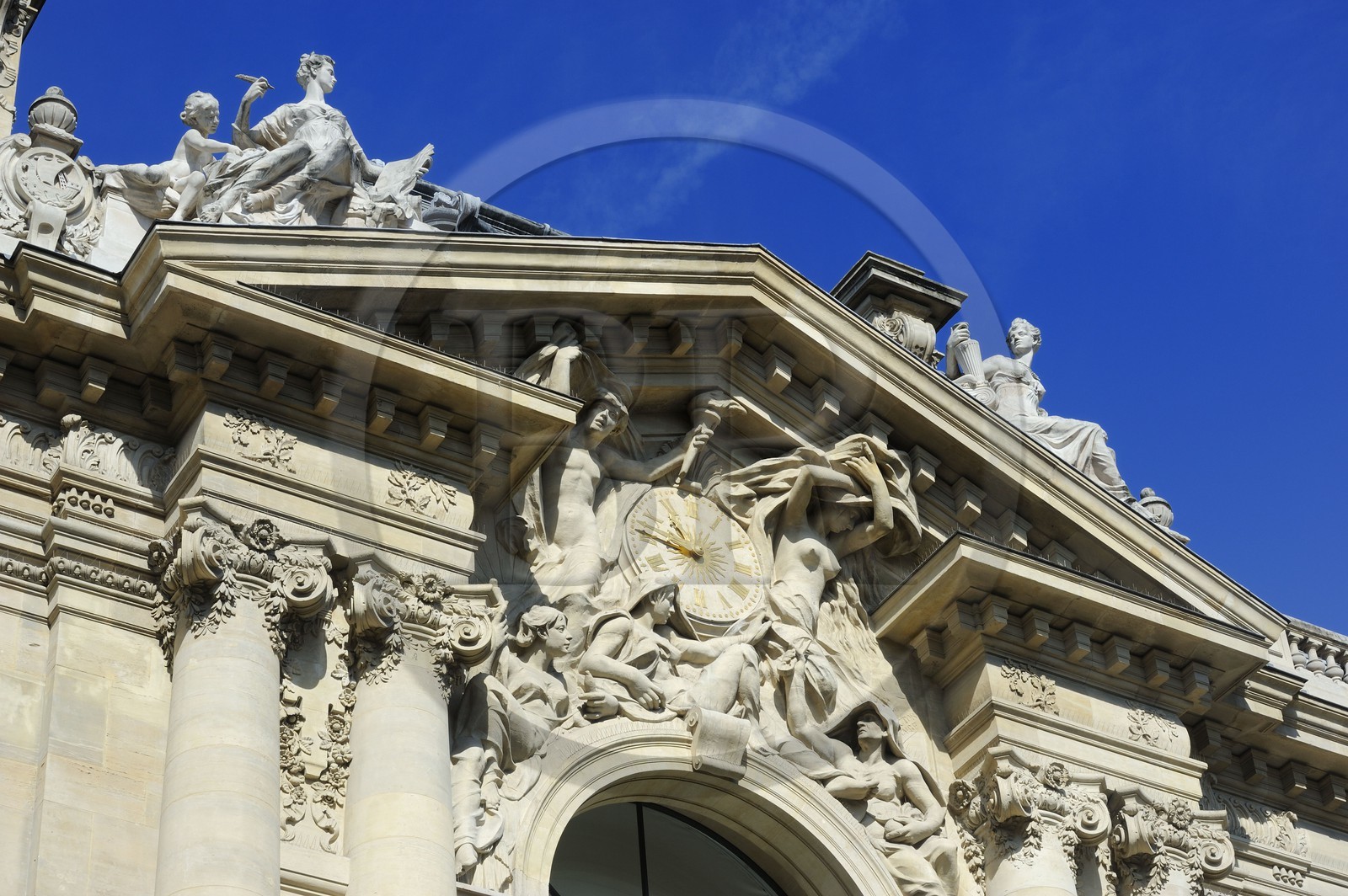 France, Paris, detail of the frear acade of the Petit Palais
