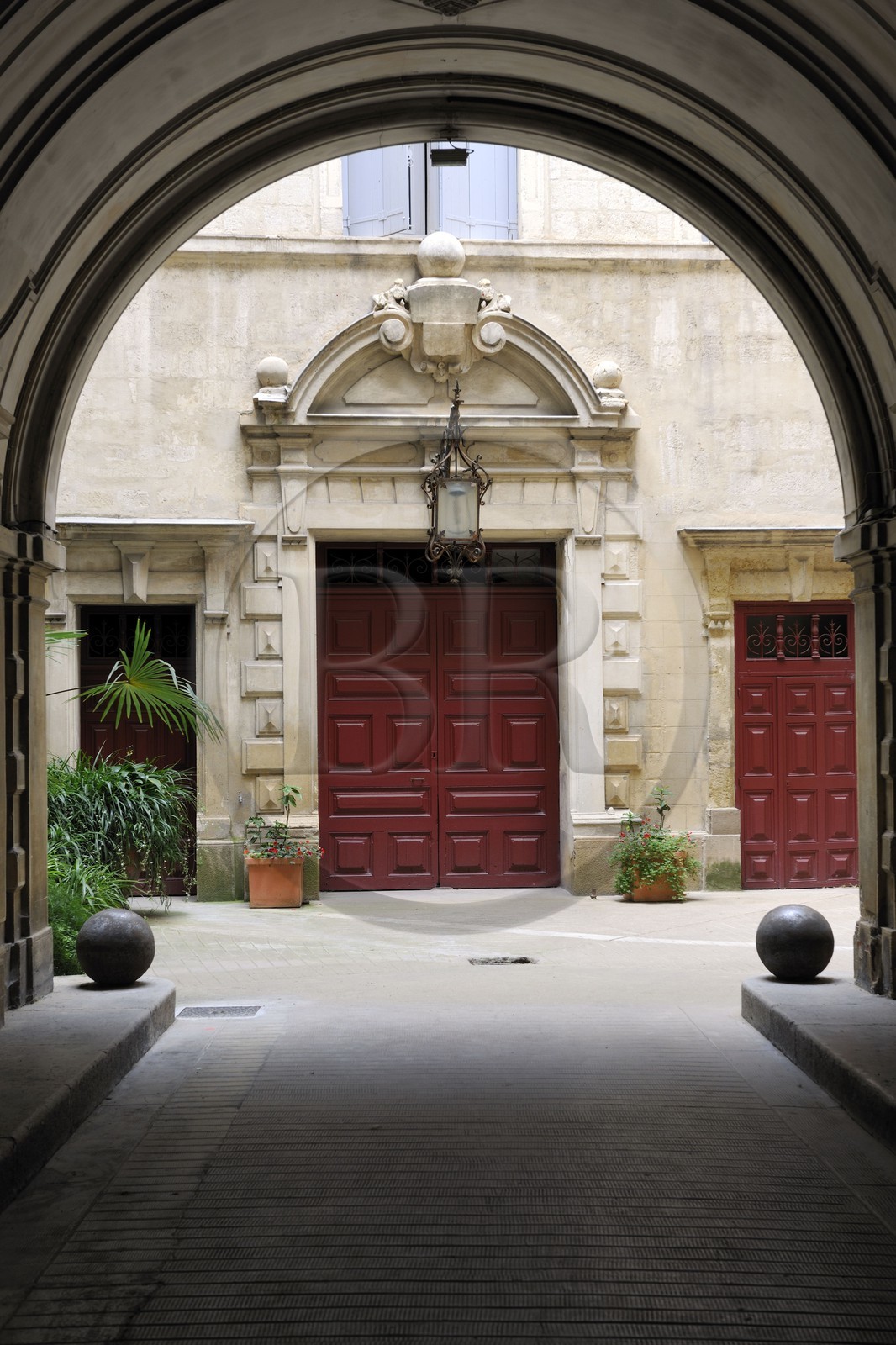 France, Hérault (34), Montpellier, Hôtel de Montferrier (17e siècle), classé monument historique, la cour d'honneur