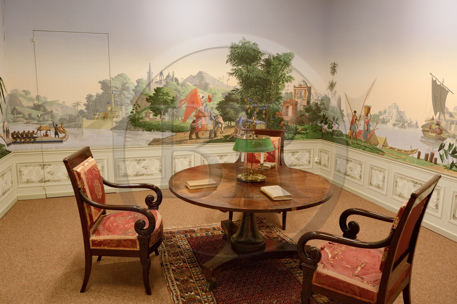 France, Haut Rhin, Mulhouse, Rixheim, Museum of the wallpaper,  Jean Zuber Manufactory panoramic wallpaper, decor called Views of Indostan