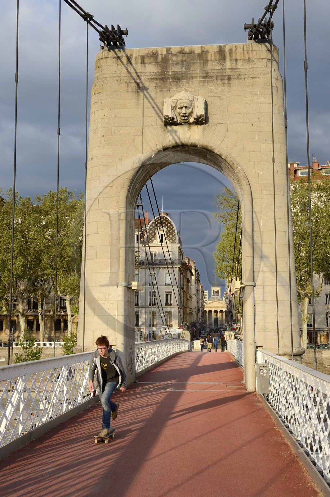 France, Rhone, Lyon, Rhone river banks, the passerelle du College over the Rhone